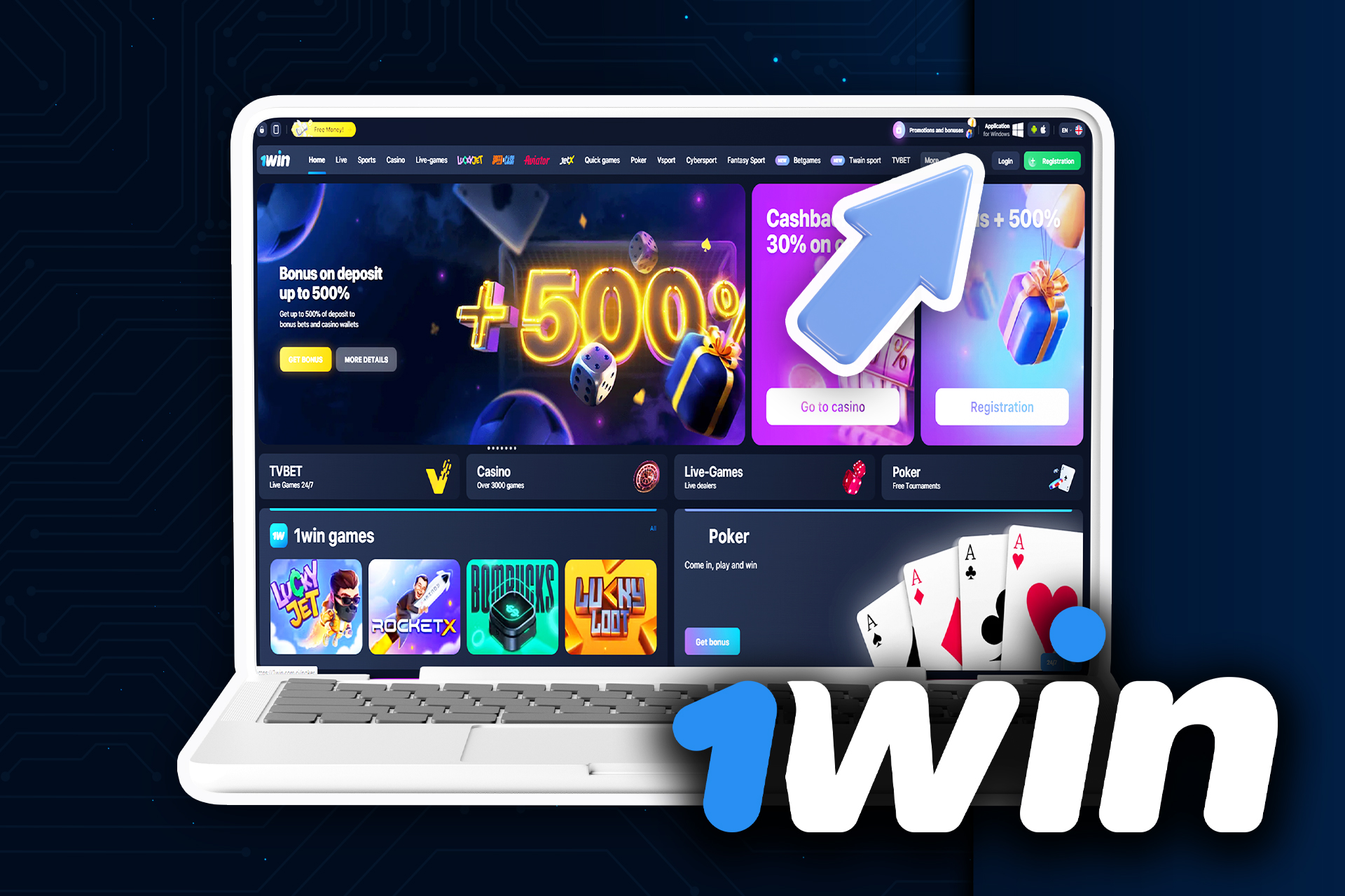 Download the 1win desktop app and bet on your laptop or pc.