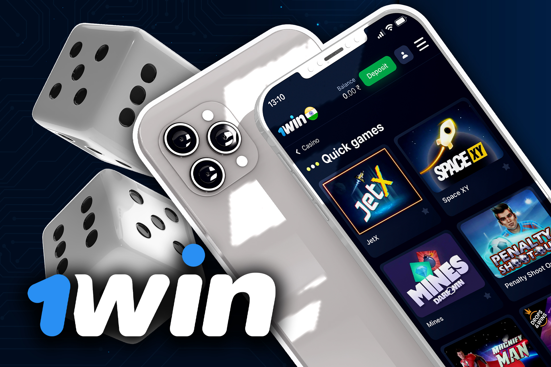 Play the 1win casino games right on your smartphone.