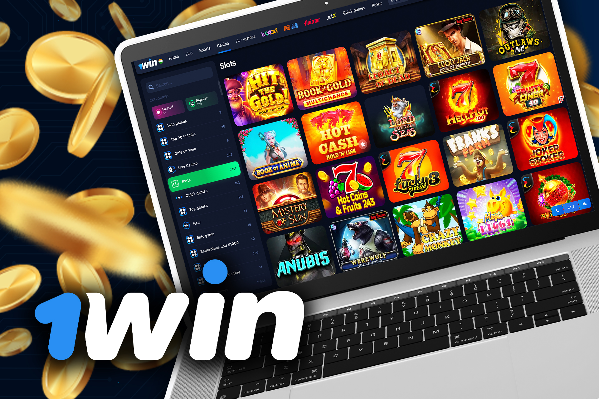 There are lots of slots from the well-known providers on 1win.