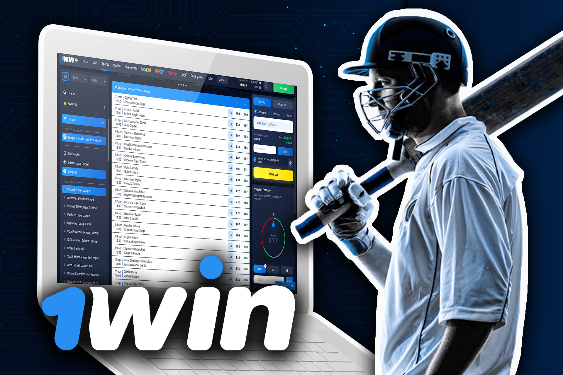 Cricket is the most popular betting option on 1win.