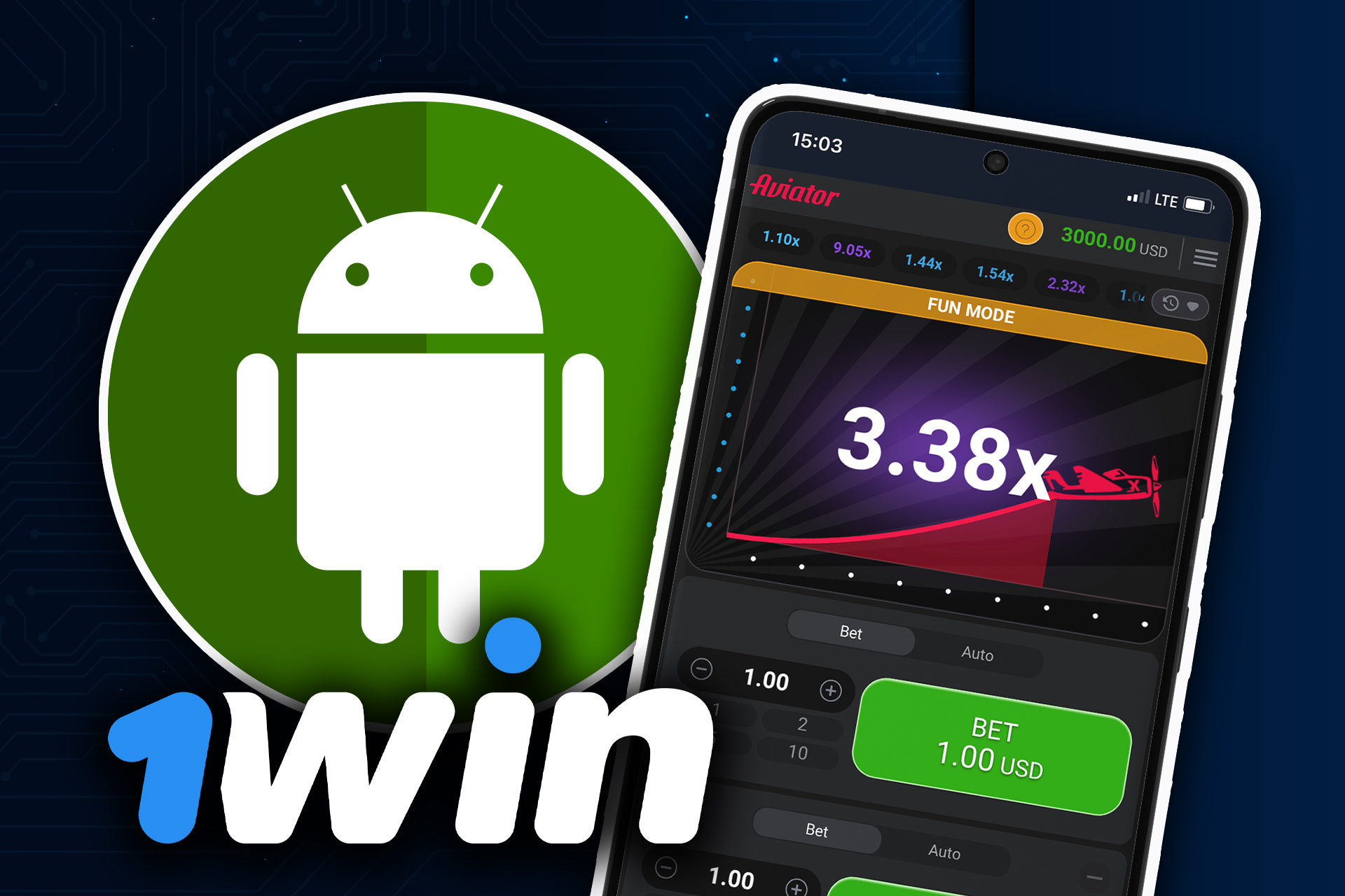 Download the 1win app on your Android to play Aviator on the smartphone.