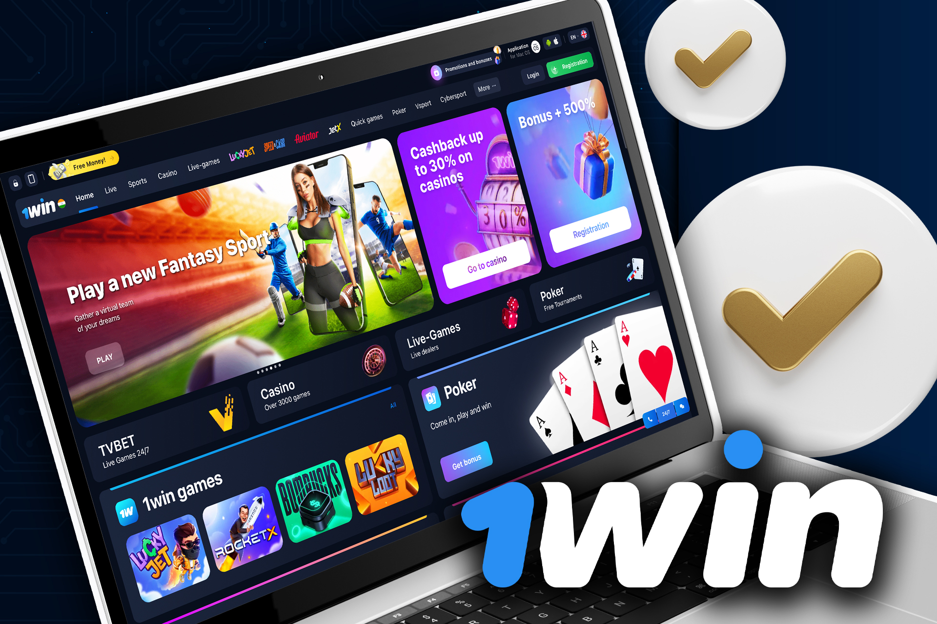 1win has a huge sportsbook with a wide line of sports markets, as well as online casino with various slots and table games.