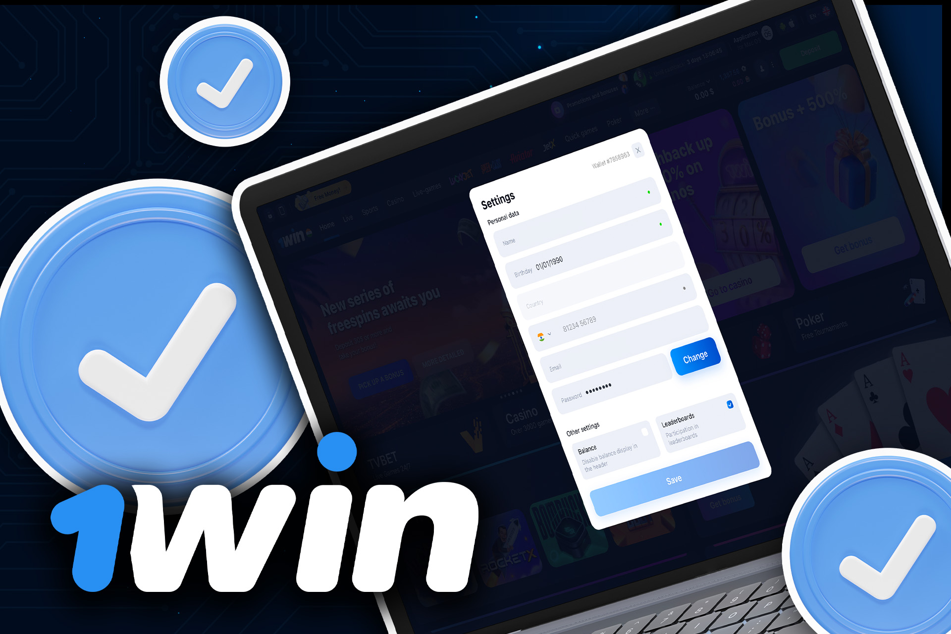 Each 1win user should verify his account in order to place bets and play casino without limits.