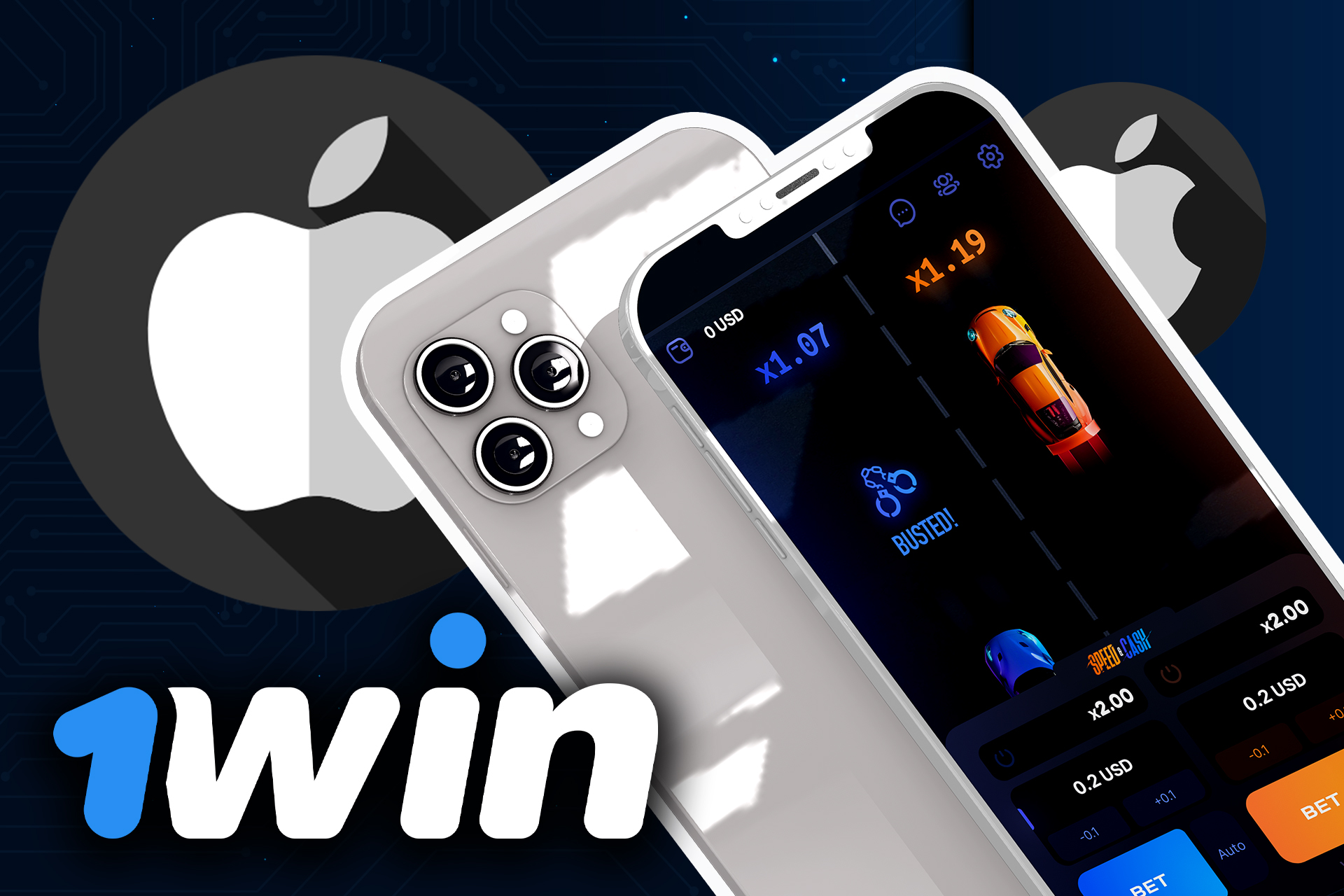 Install the 1win app on your iPhone and play Speed and Cash.
