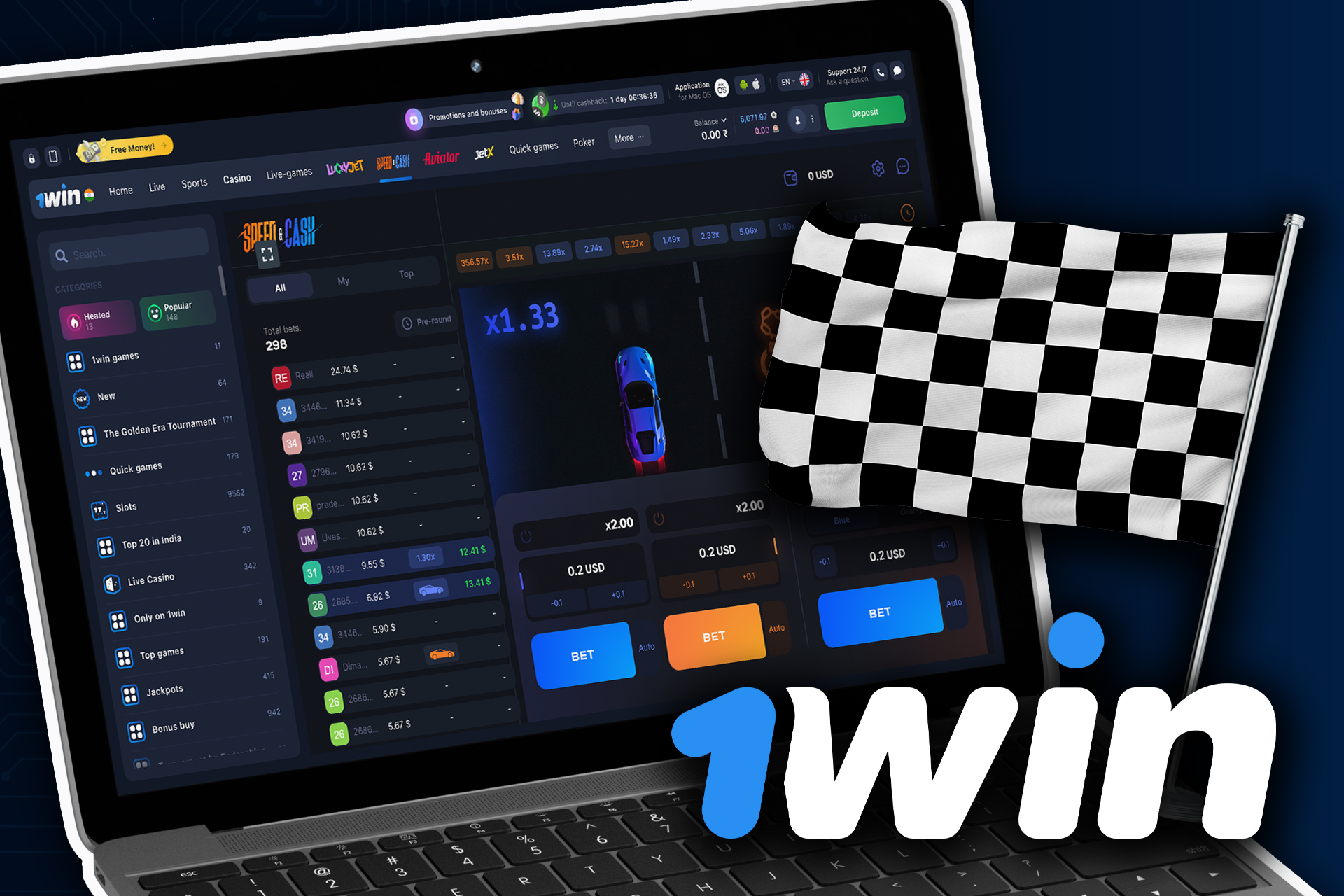 Read our tutorial to play Speed and Cash game on 1win.