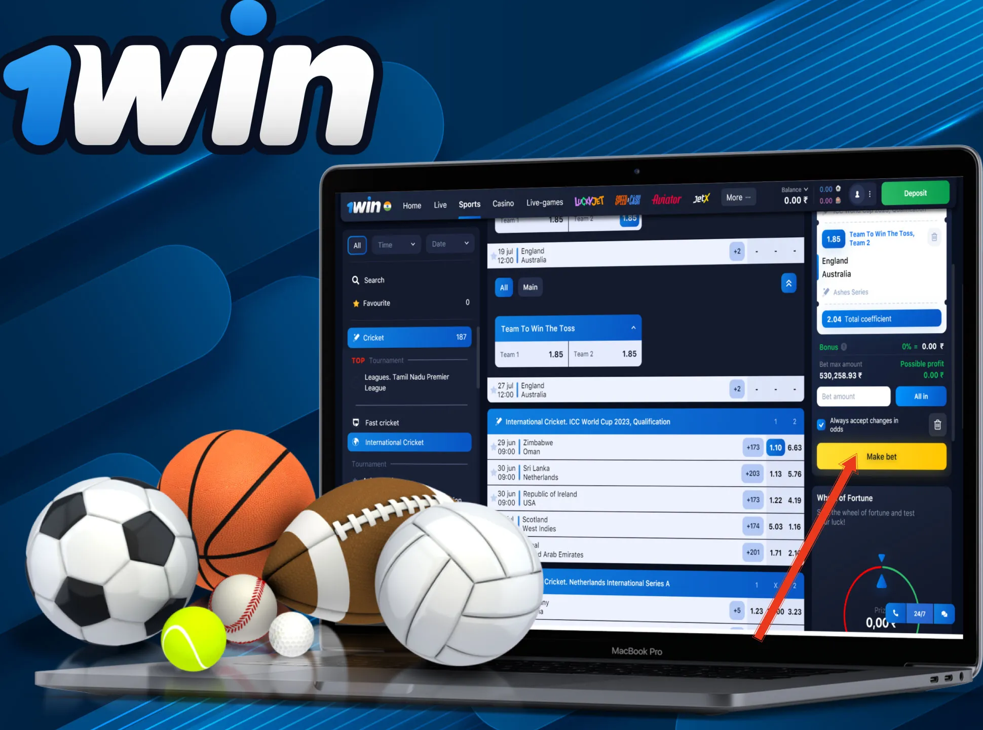 Choose a football match and place a bet on your team.