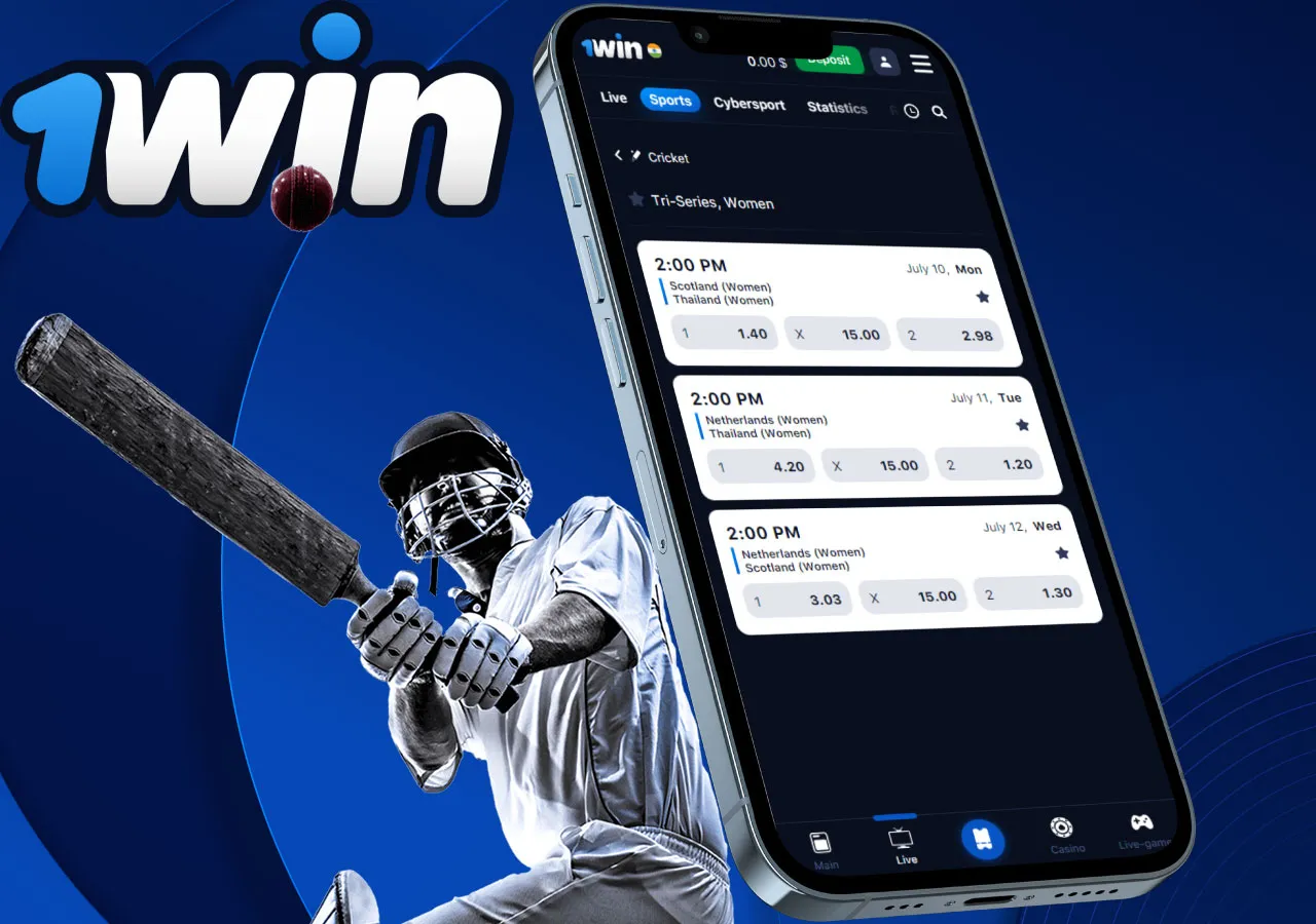 Install the 1win app on you smatphone to place bets on cricket whenever you want.