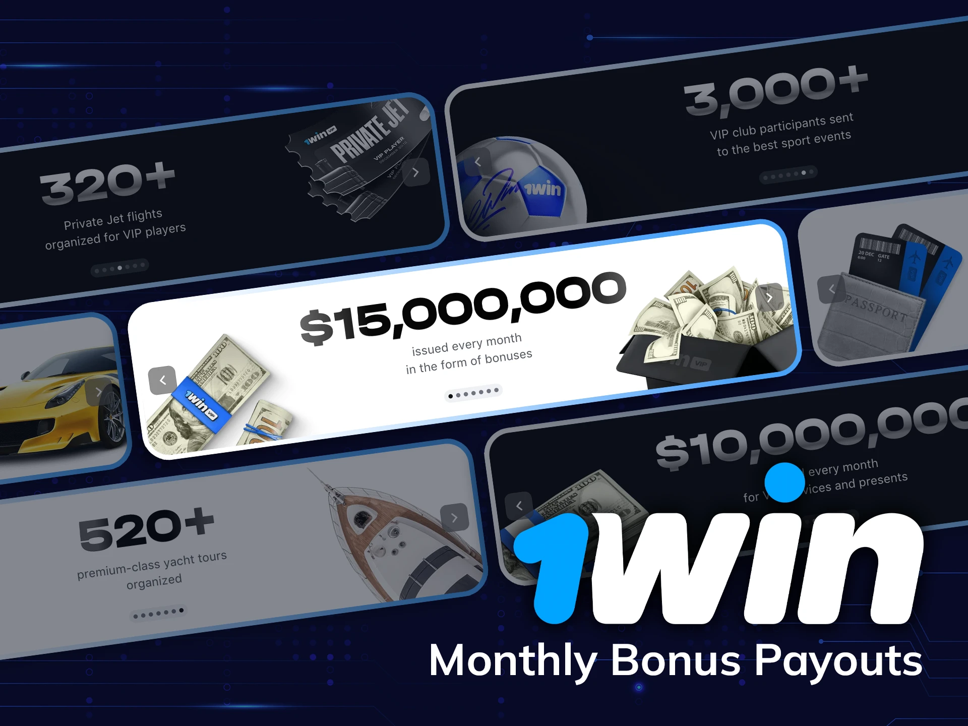 Discover monthly bonus payouts with the 1Win VIP club.