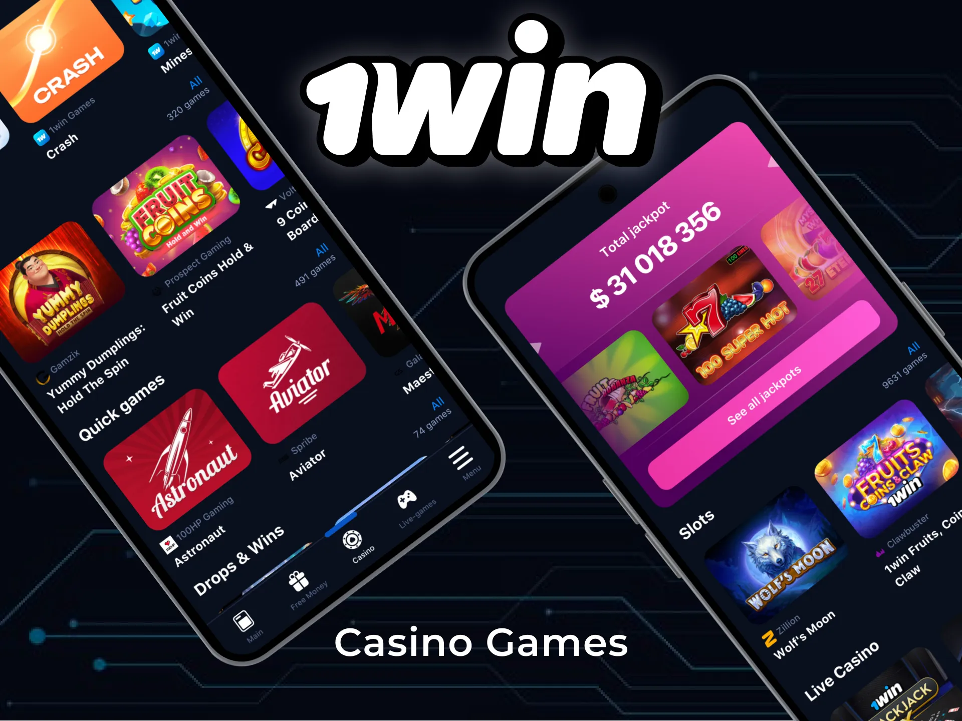 Play casino games through the 1win app.
