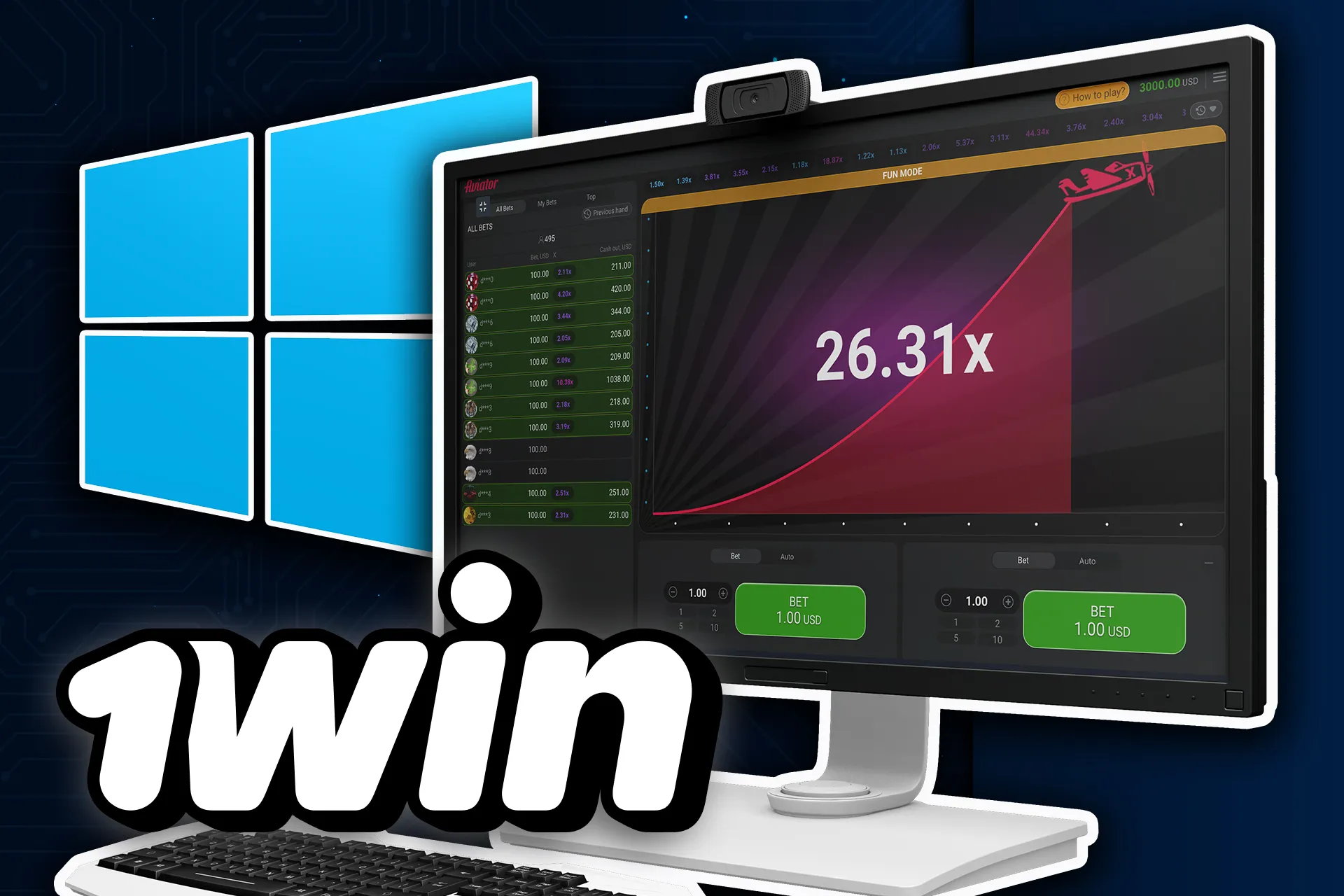 If you want to play Aviator on a laptop or PC, download the 1win desktop version.