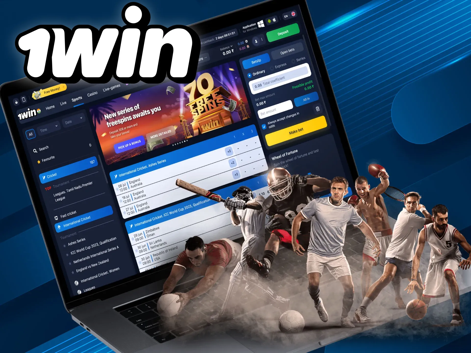 Open the sports betting section of 1win and choose cricket.