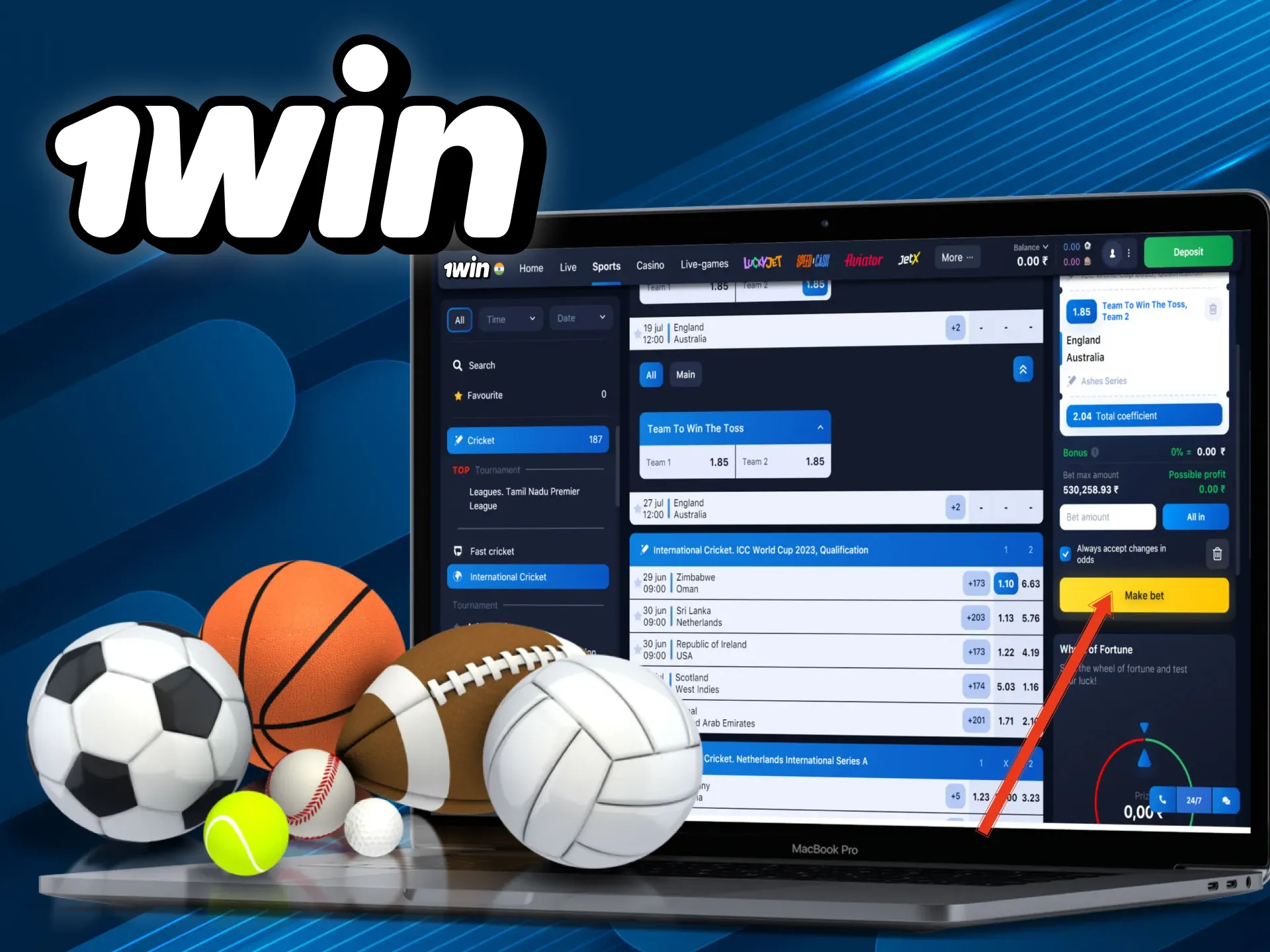 Choose a football match and place a bet on your team.