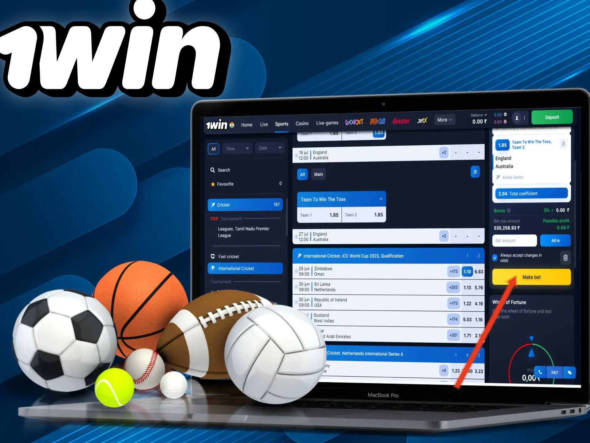 Choose a football match and place a bet on your team.