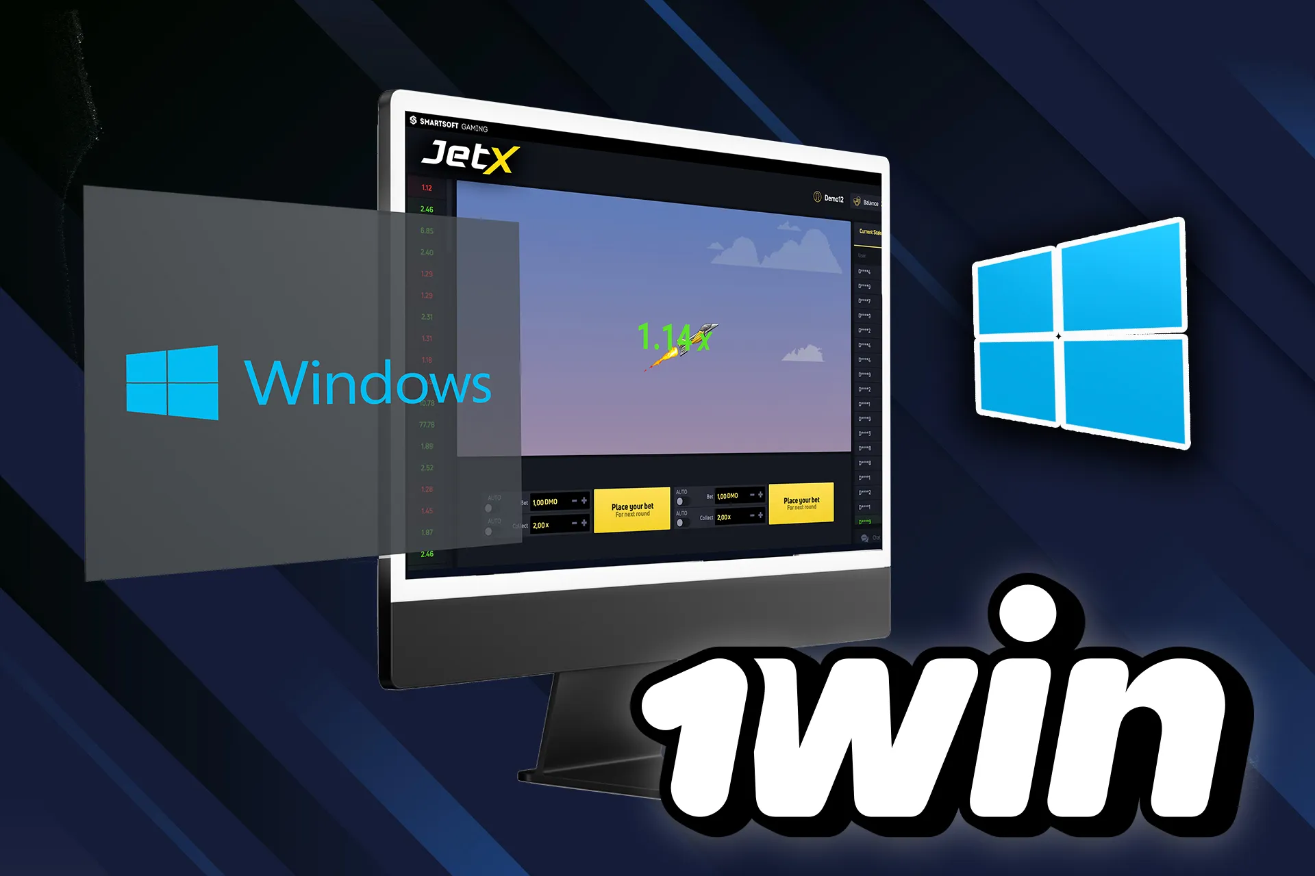 Download the desktop version of 1win to play Jet X on your computer.