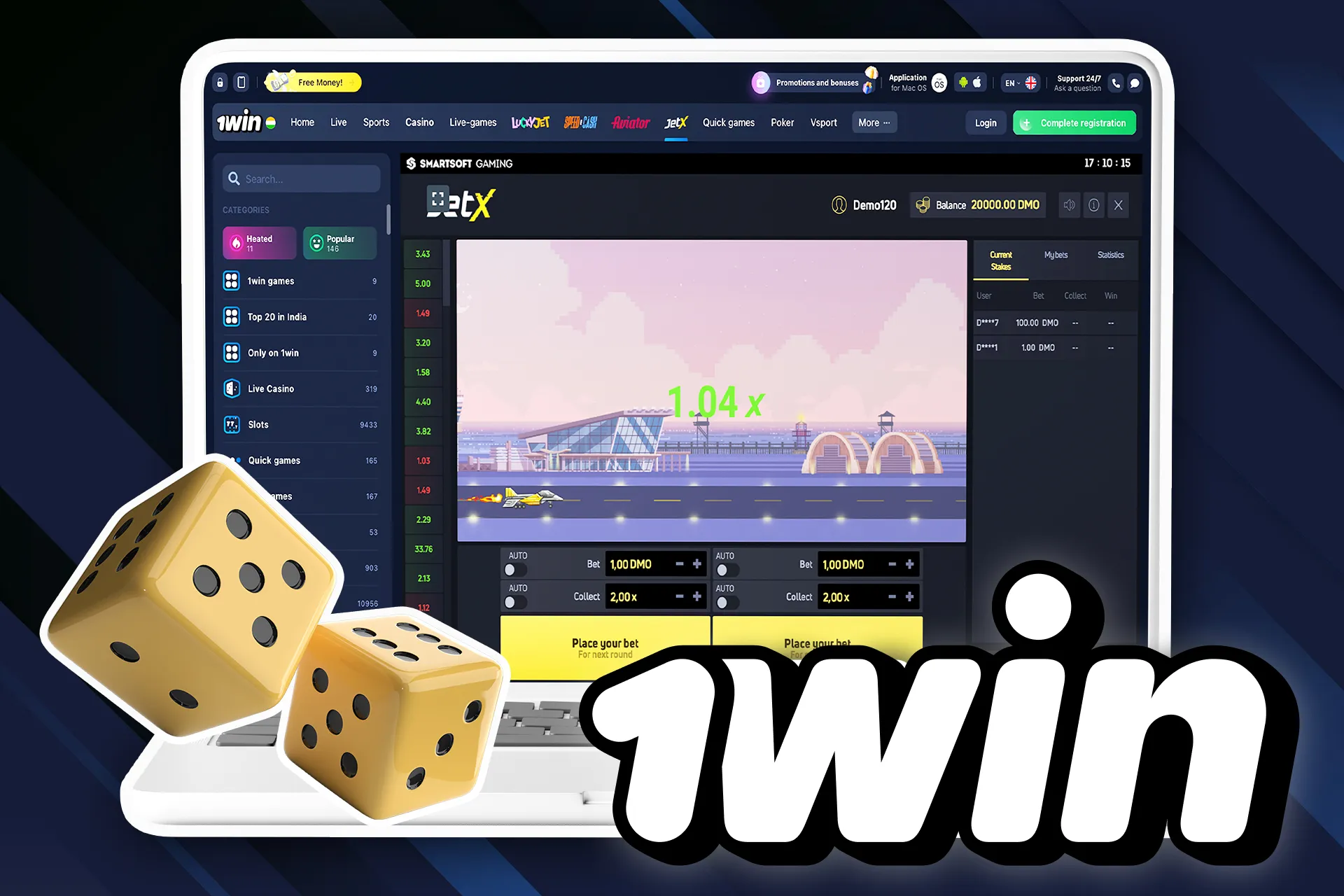 Specify the amount of money you want to bet on Jet X.