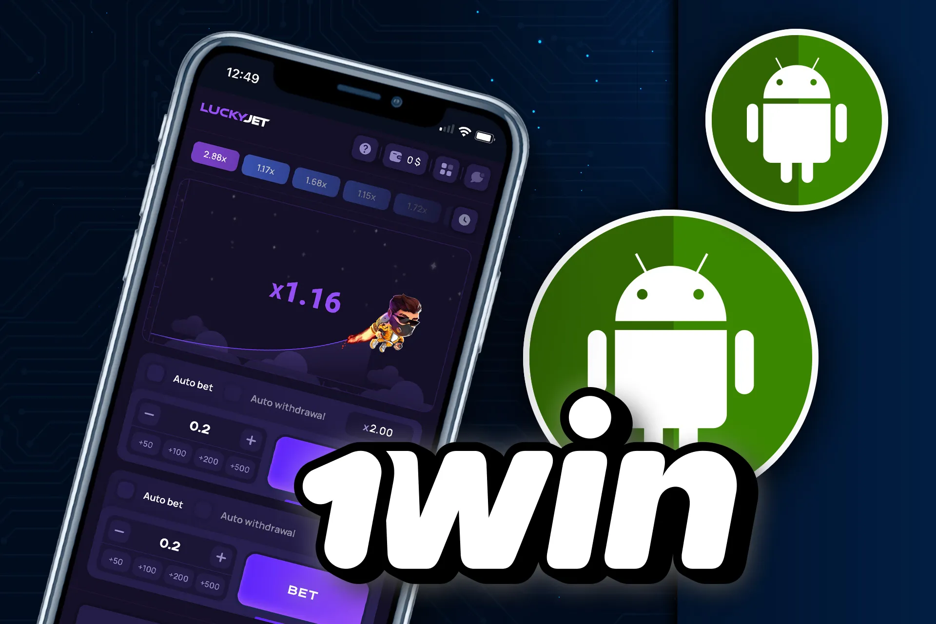 Download the 1win app on your Android device to play Lucky Jet.