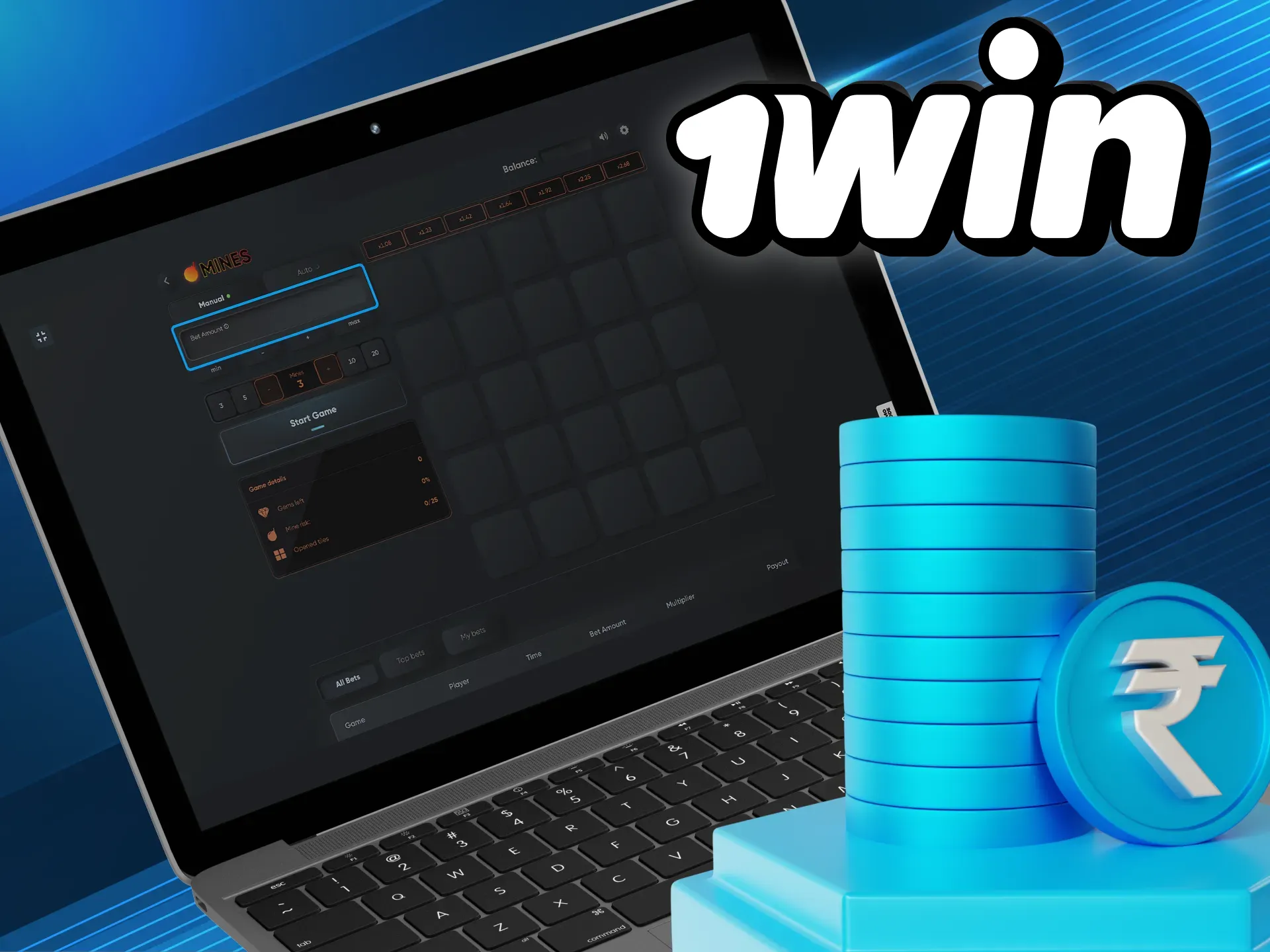Place your bets in mine games to win at the 1win online casino.