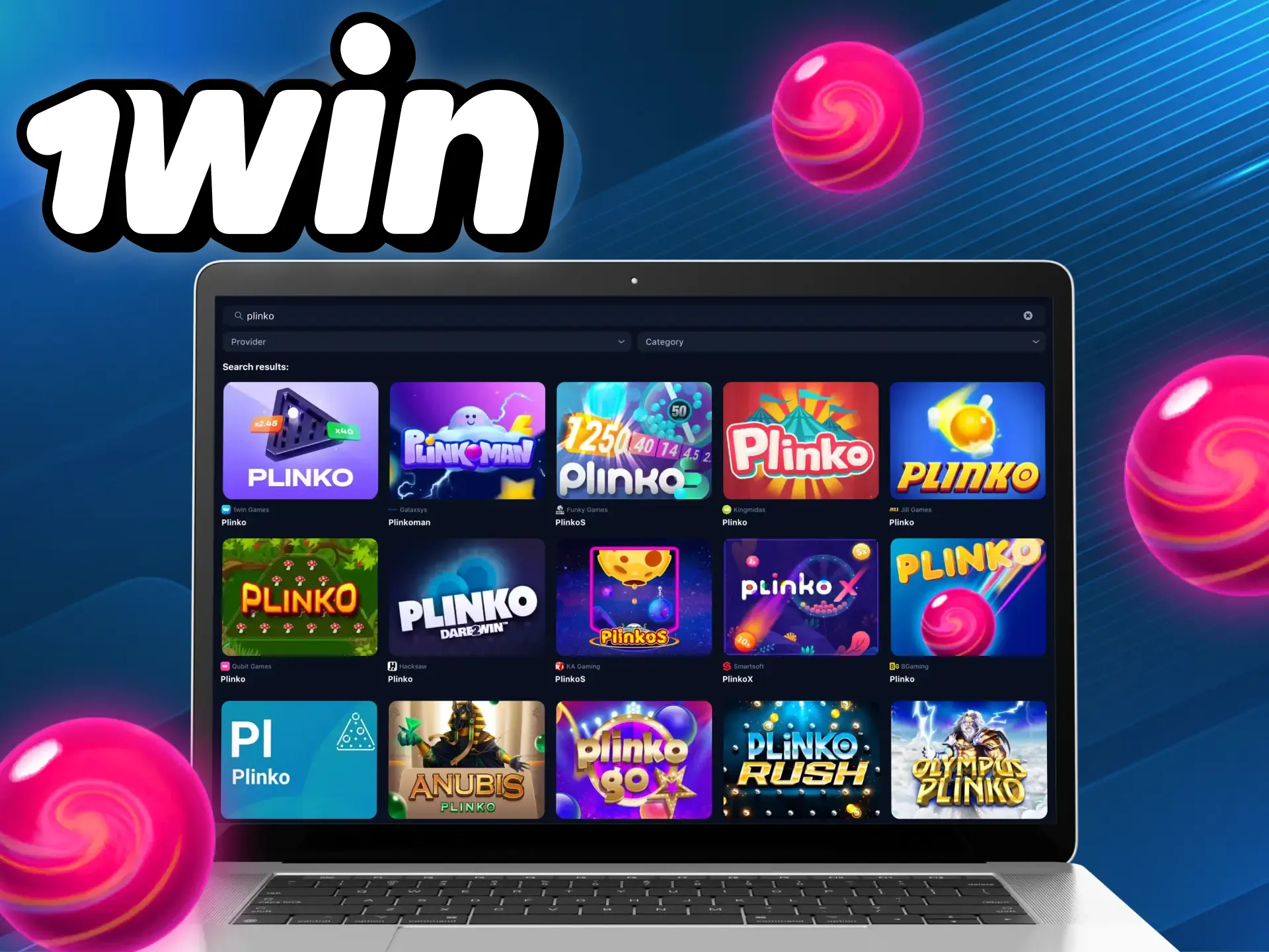 Register at the 1win online casino, play and win in plinko games.