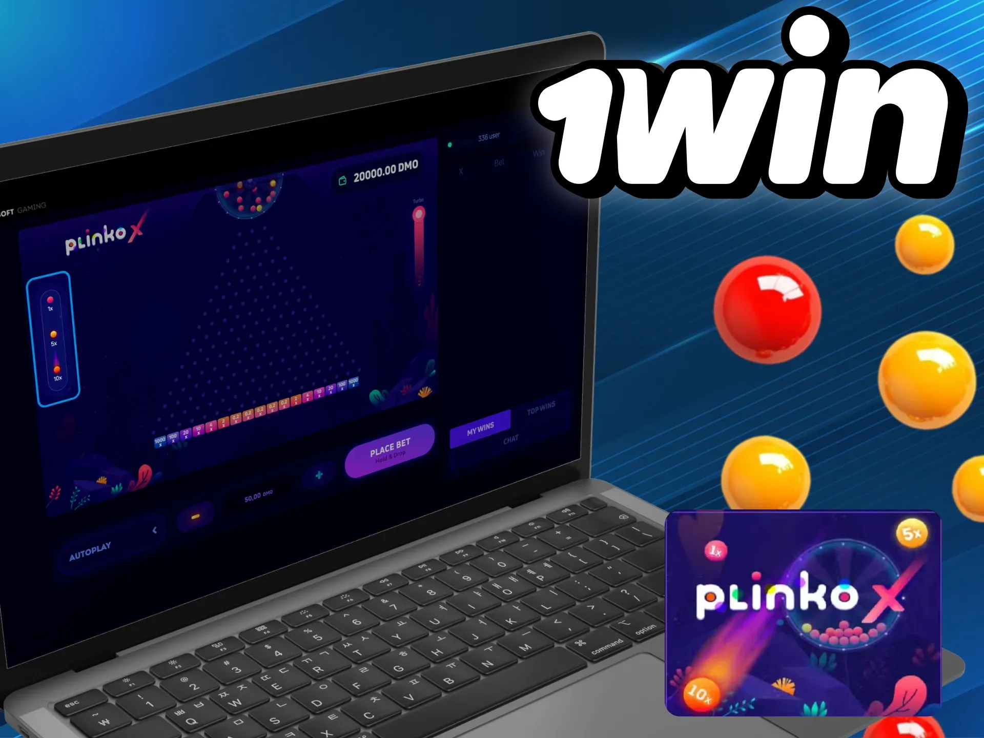 Set up a plinko game for yourself in the 1win online casino.