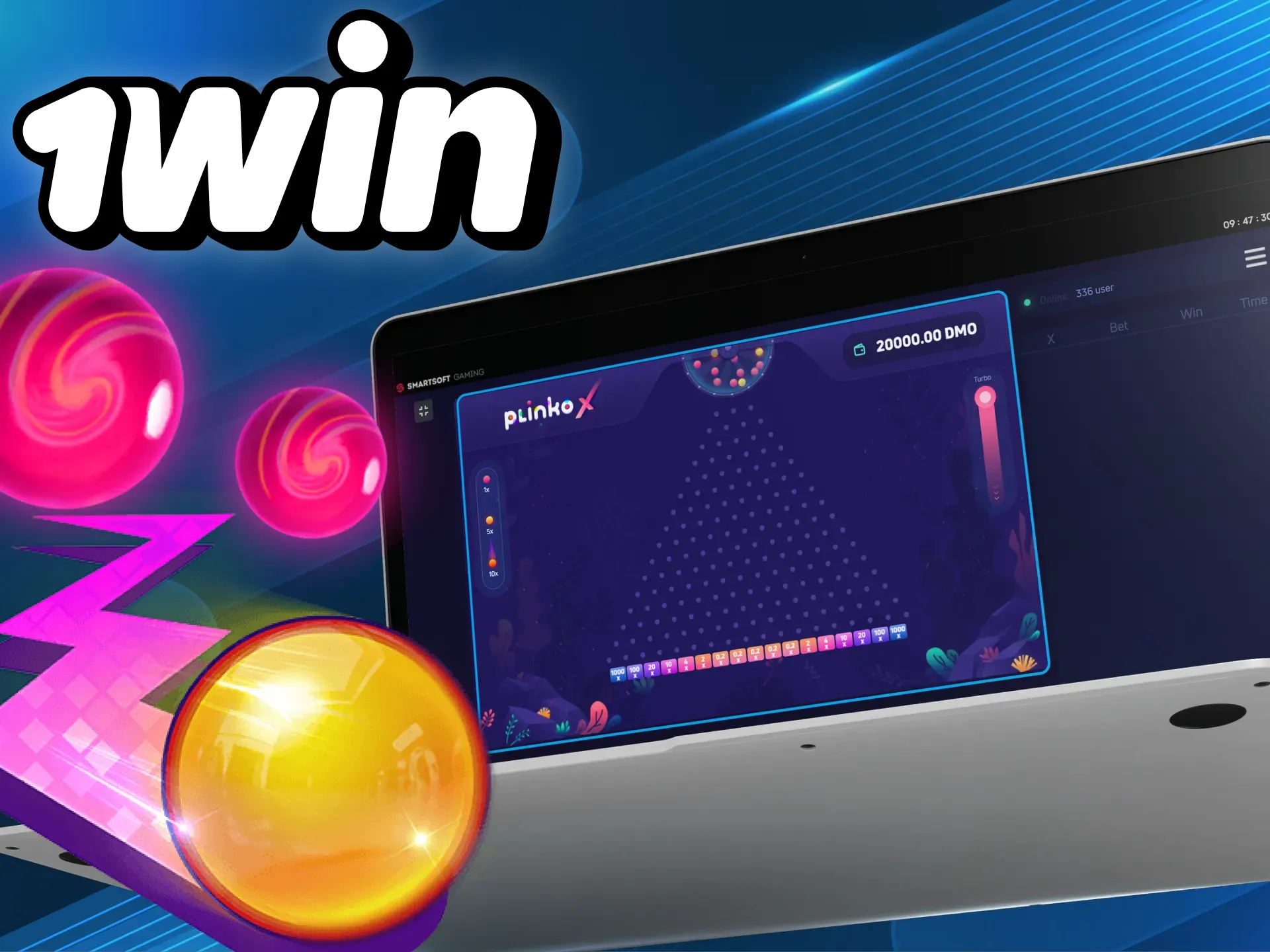 Place bets in the plinko game to win at the 1win online casino.