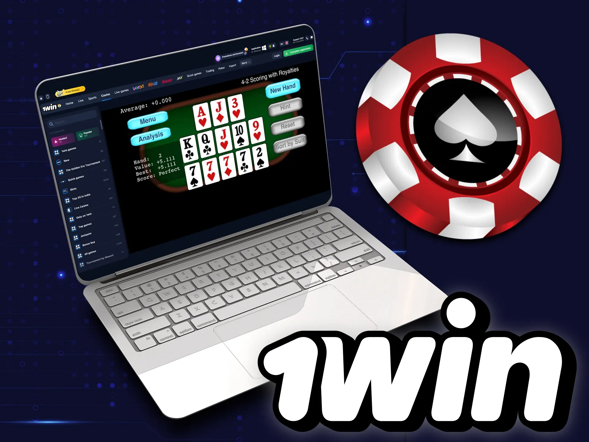 Play the Chinese version of poker at the 1win casino.