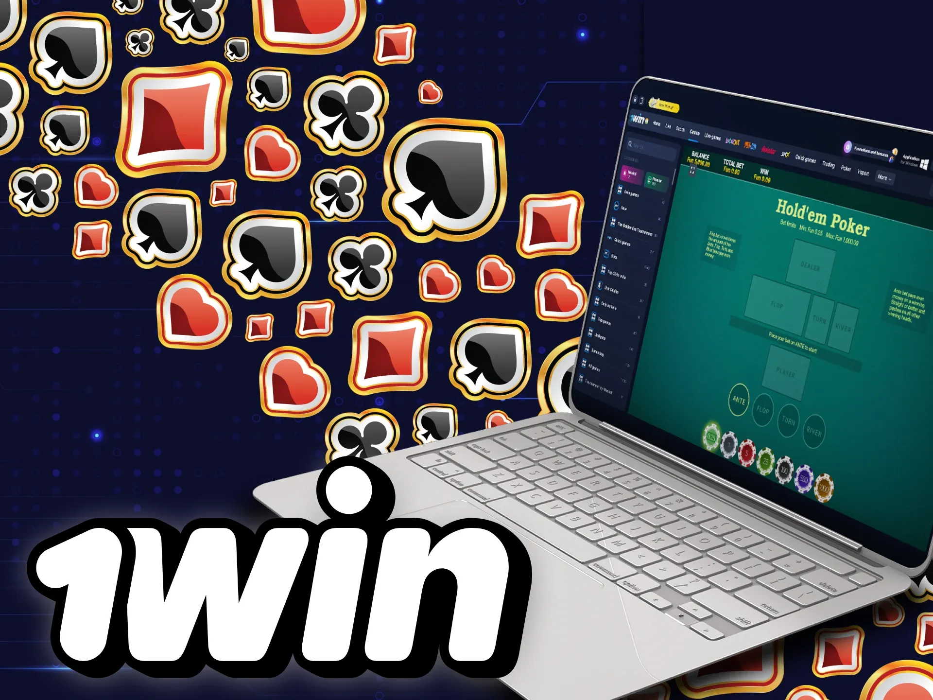 Have joy by playing the Texas hold'em version of poker in the 1win casino.