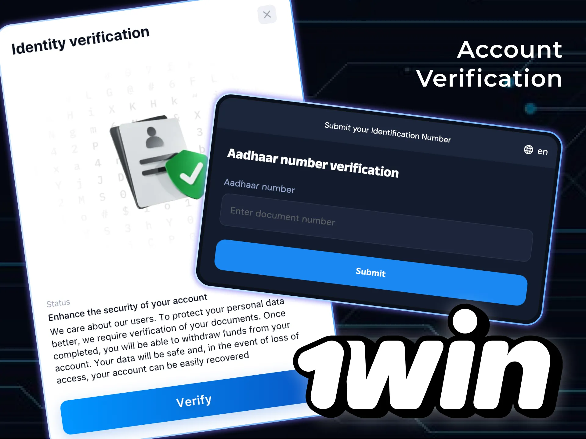 You should verify your account to withdraw money form 1win.