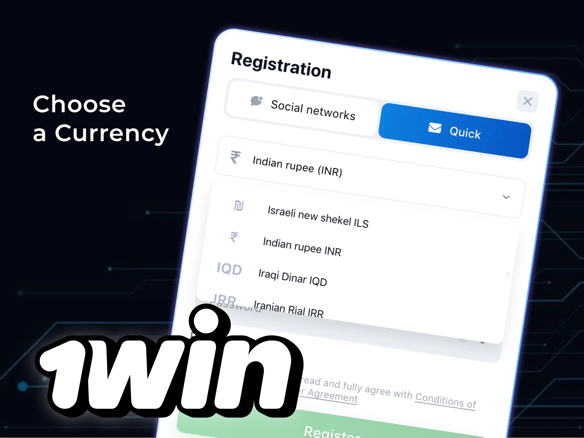 Choose your preferred currency in whicj you want to deposit, bet and withdraw money.