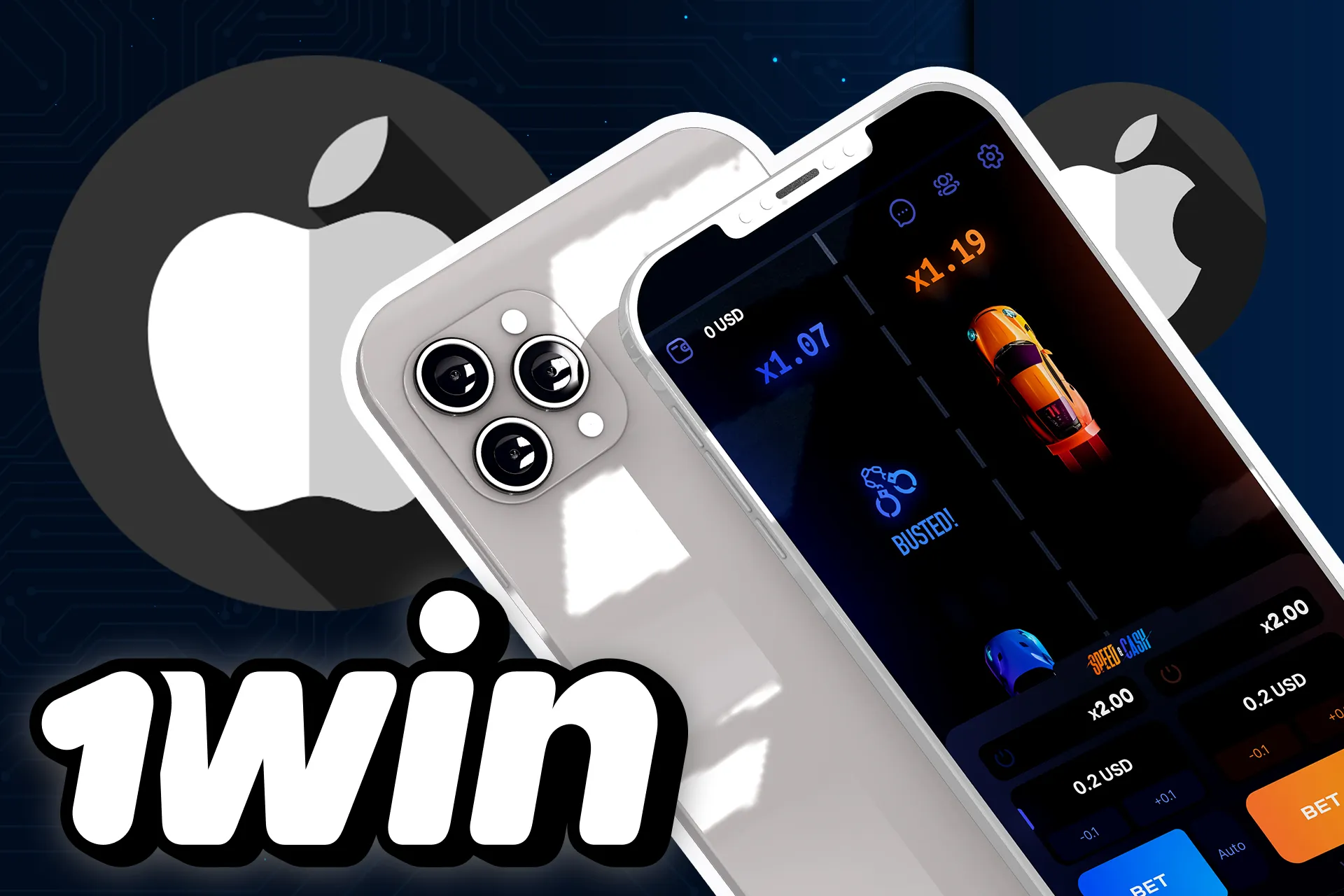 Install the 1win app on your iPhone and play Speed and Cash.