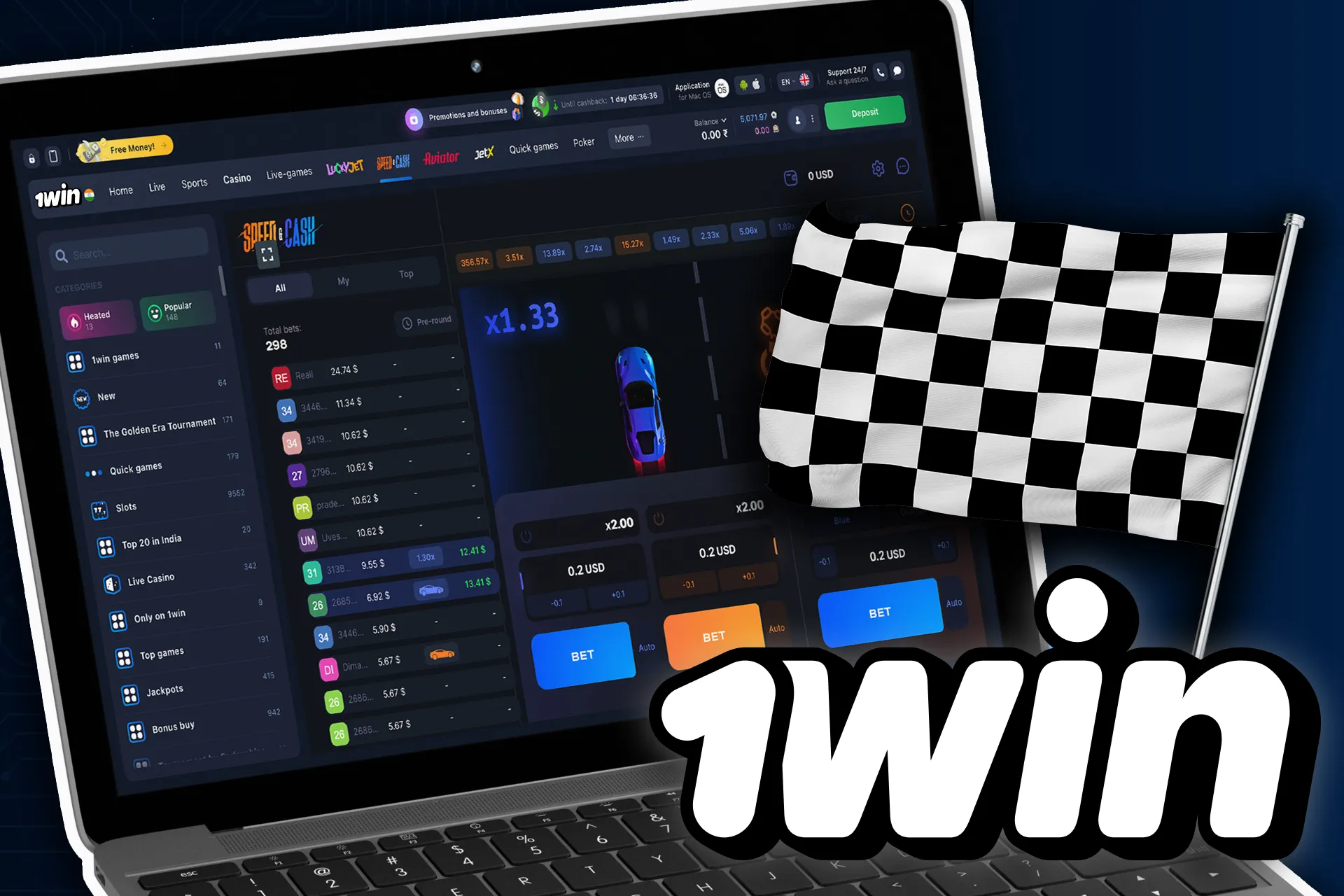 Read our tutorial to play Speed and Cash game on 1win.