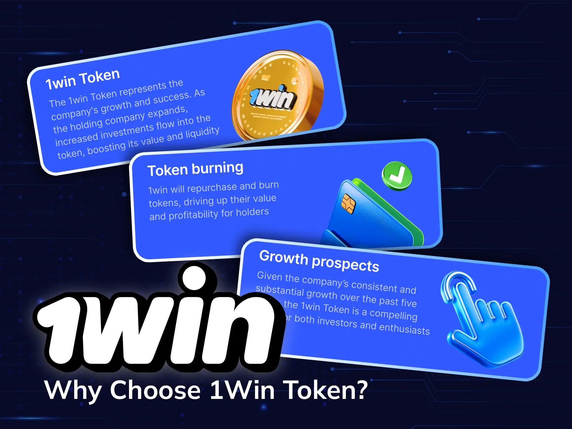 Read the information explaining why you should choose 1Win tokens.