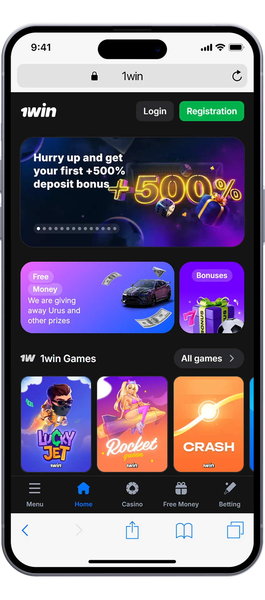 Open the official 1win website to get the app.