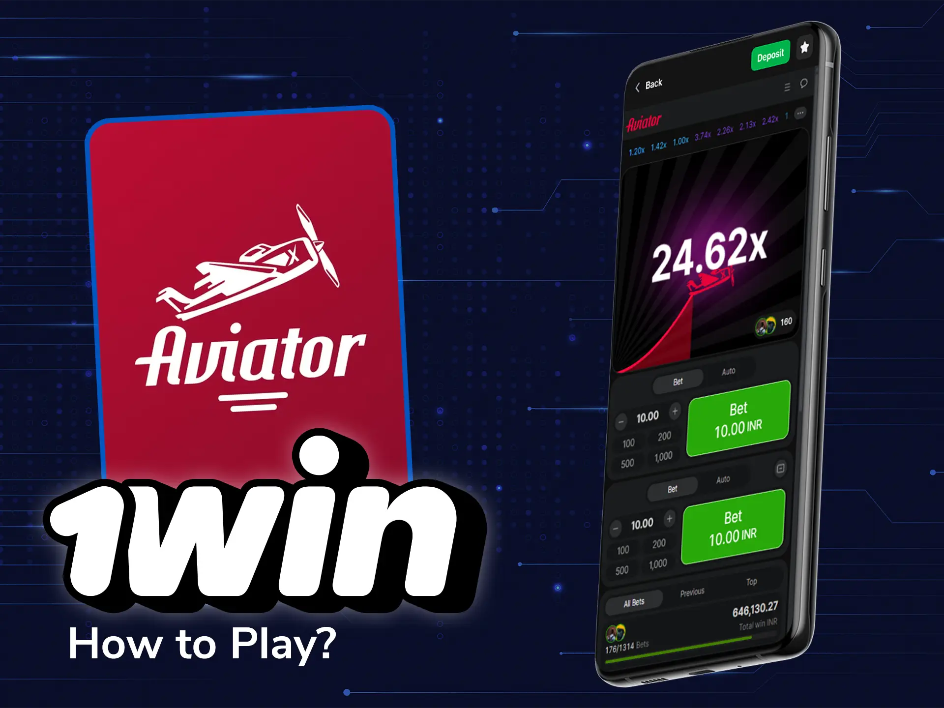 Open the 1win website, log in to your account, top it up and find the Aviator game to start playing.
