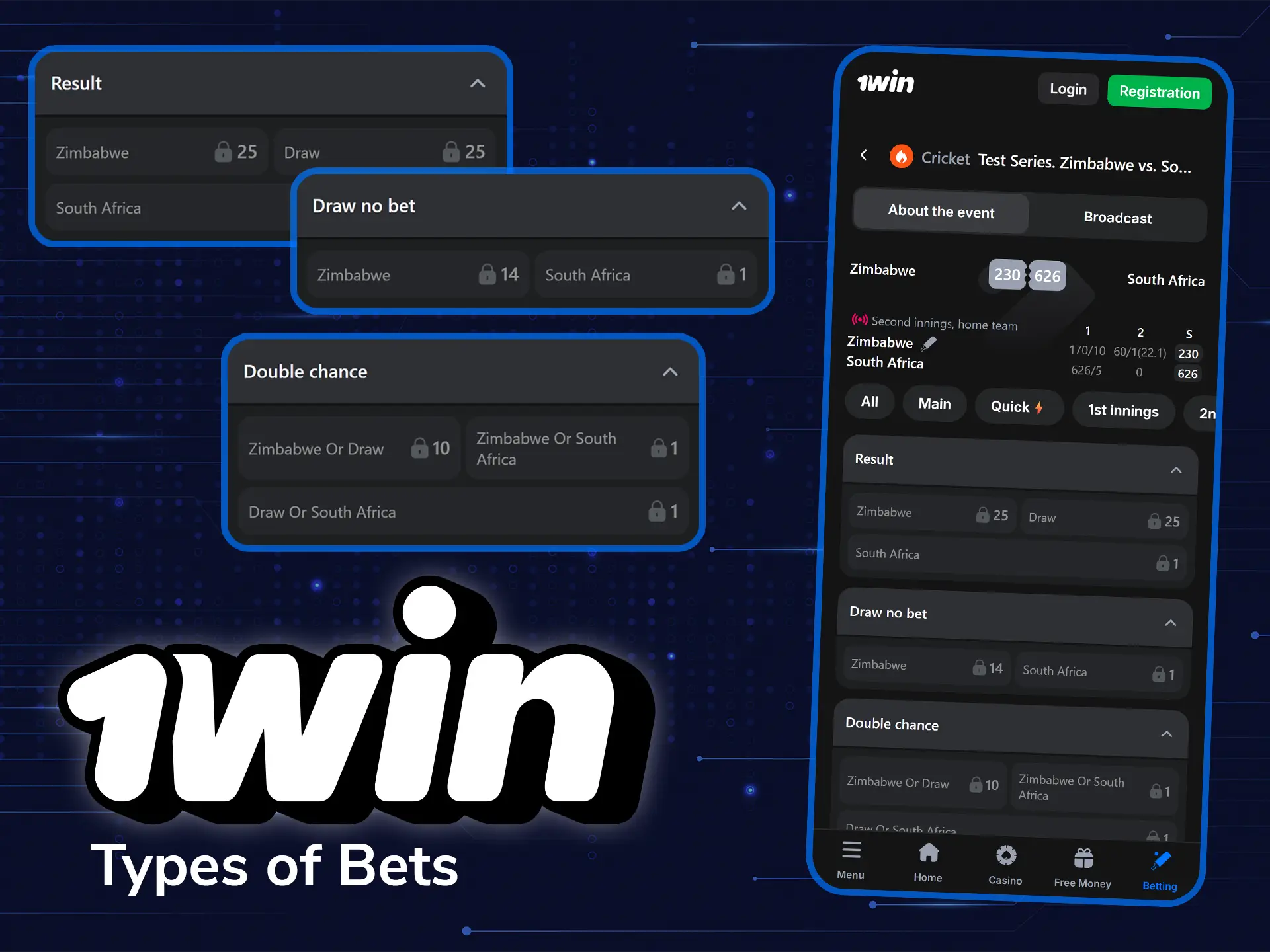 1win provides varied betting options per sport.
