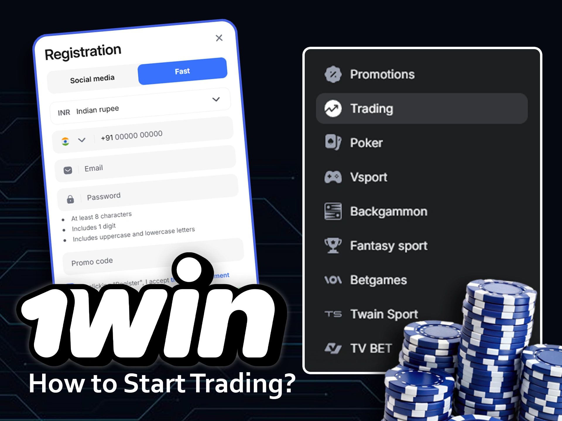 Find and meet the necessary conditions to start betting in Trading at 1win.