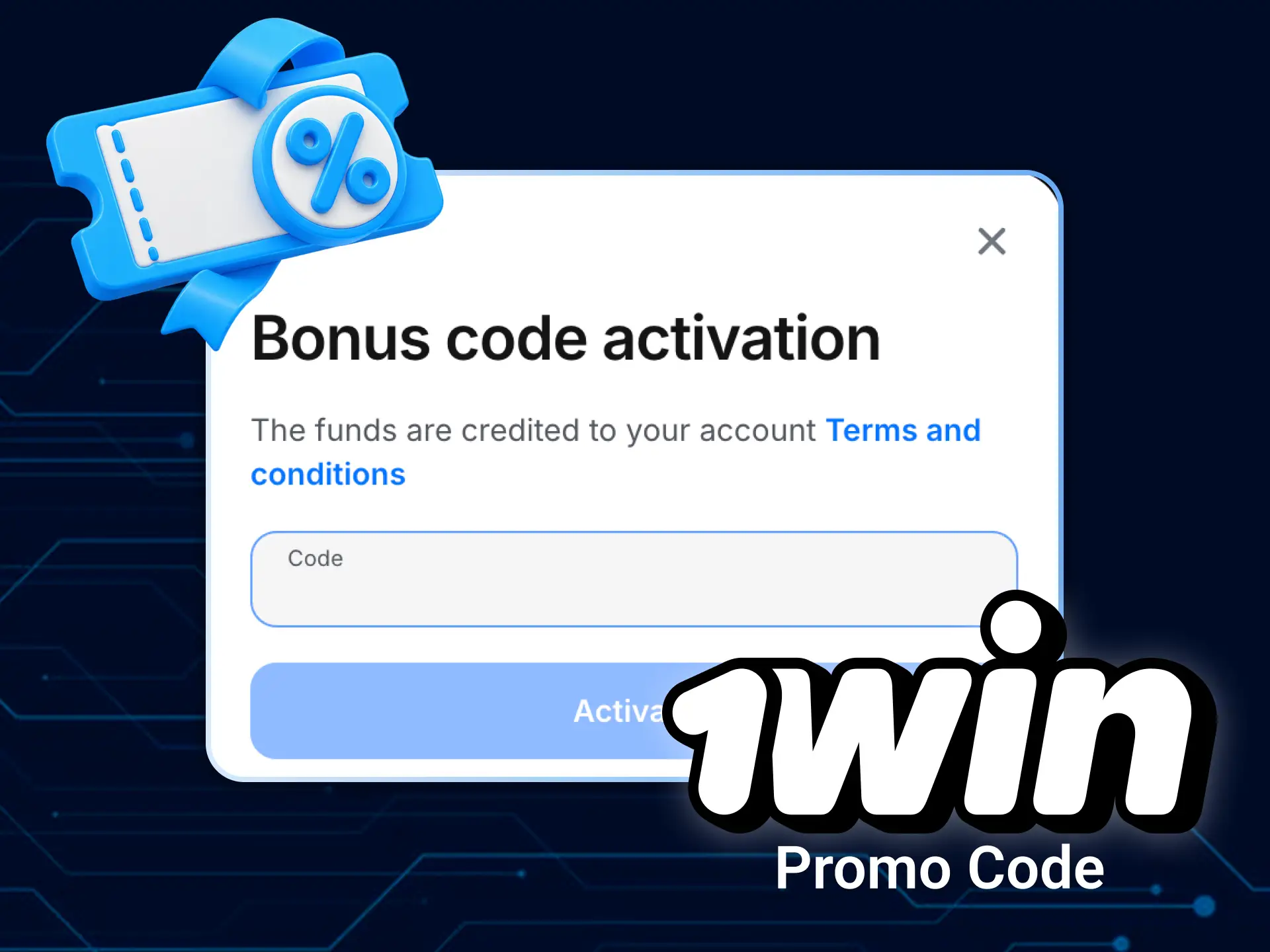 Apply a valid promo code to boost your 1win casino rewards.