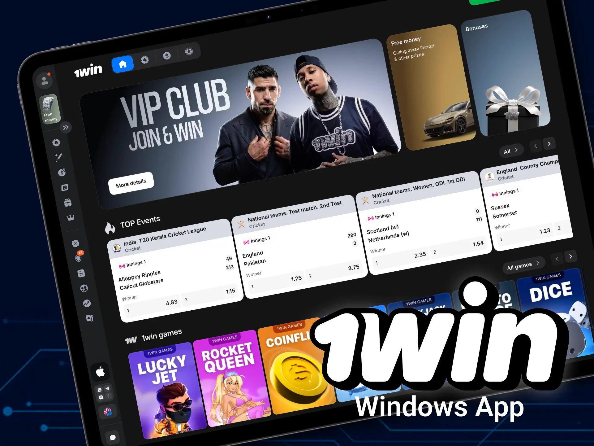 Get the desktop Windows application to access 1win casino seamlessly.