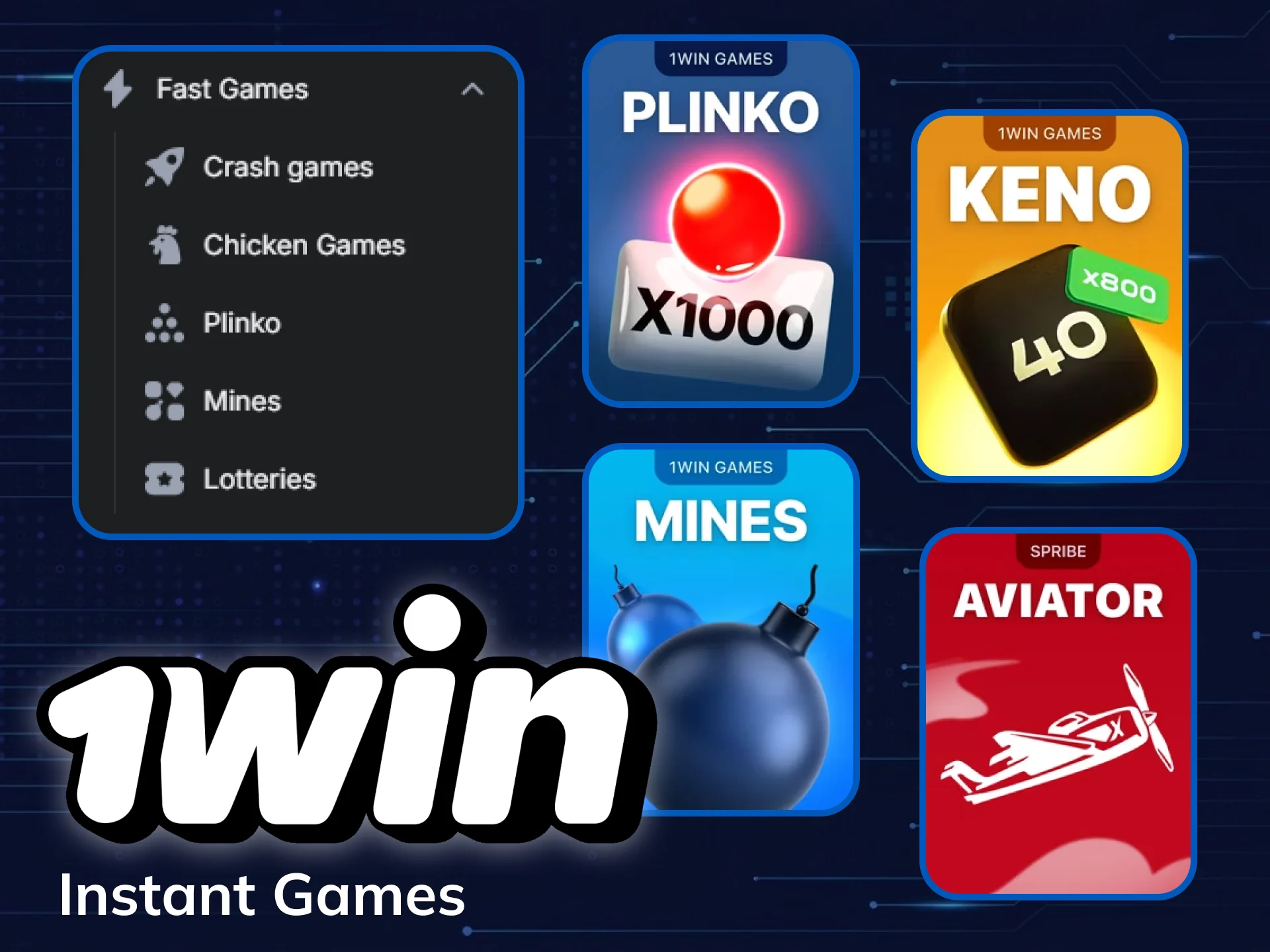 Launch instant win games for quick entertainment at 1win.