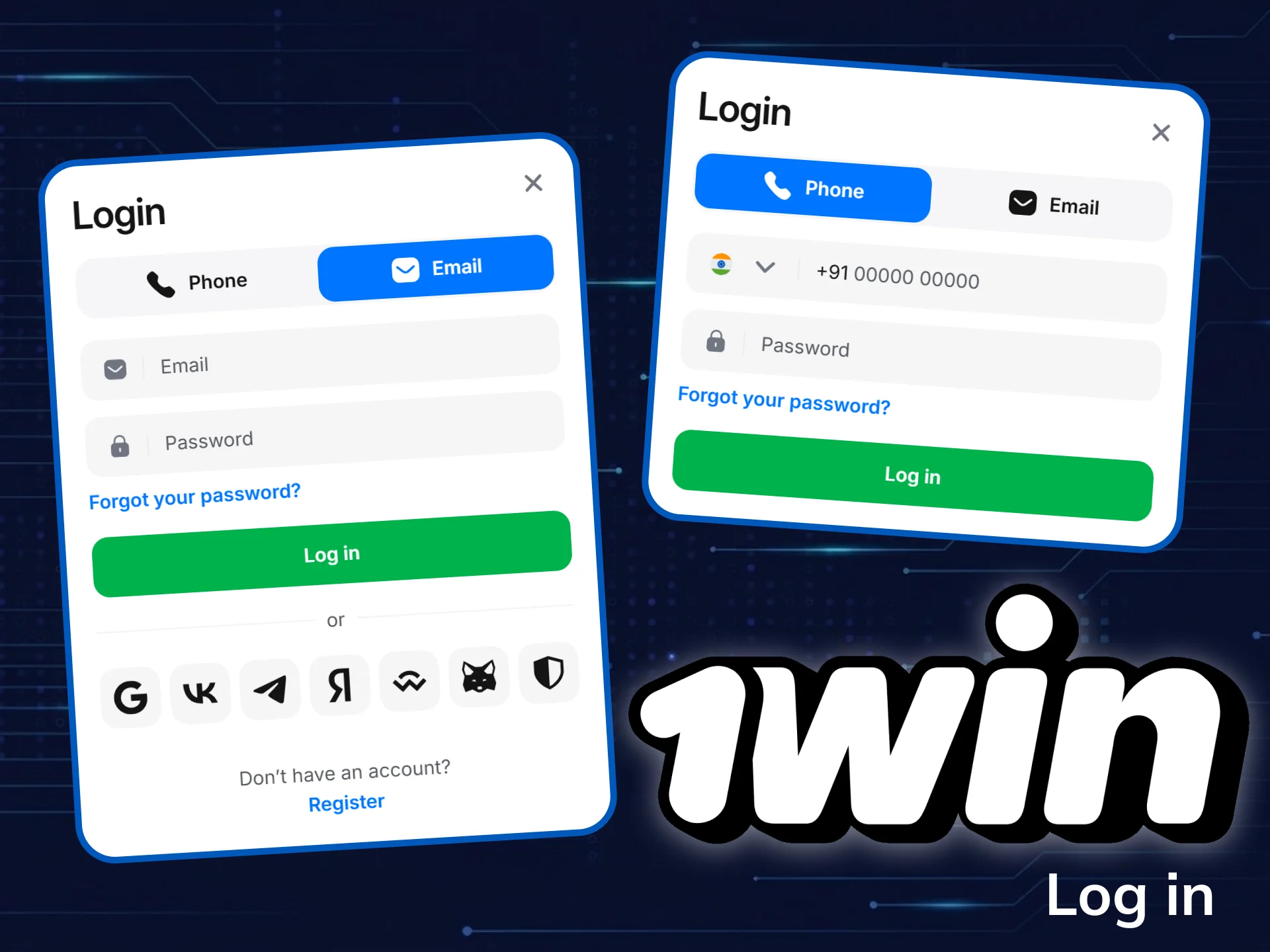Sign in to your personal 1win account to access games.