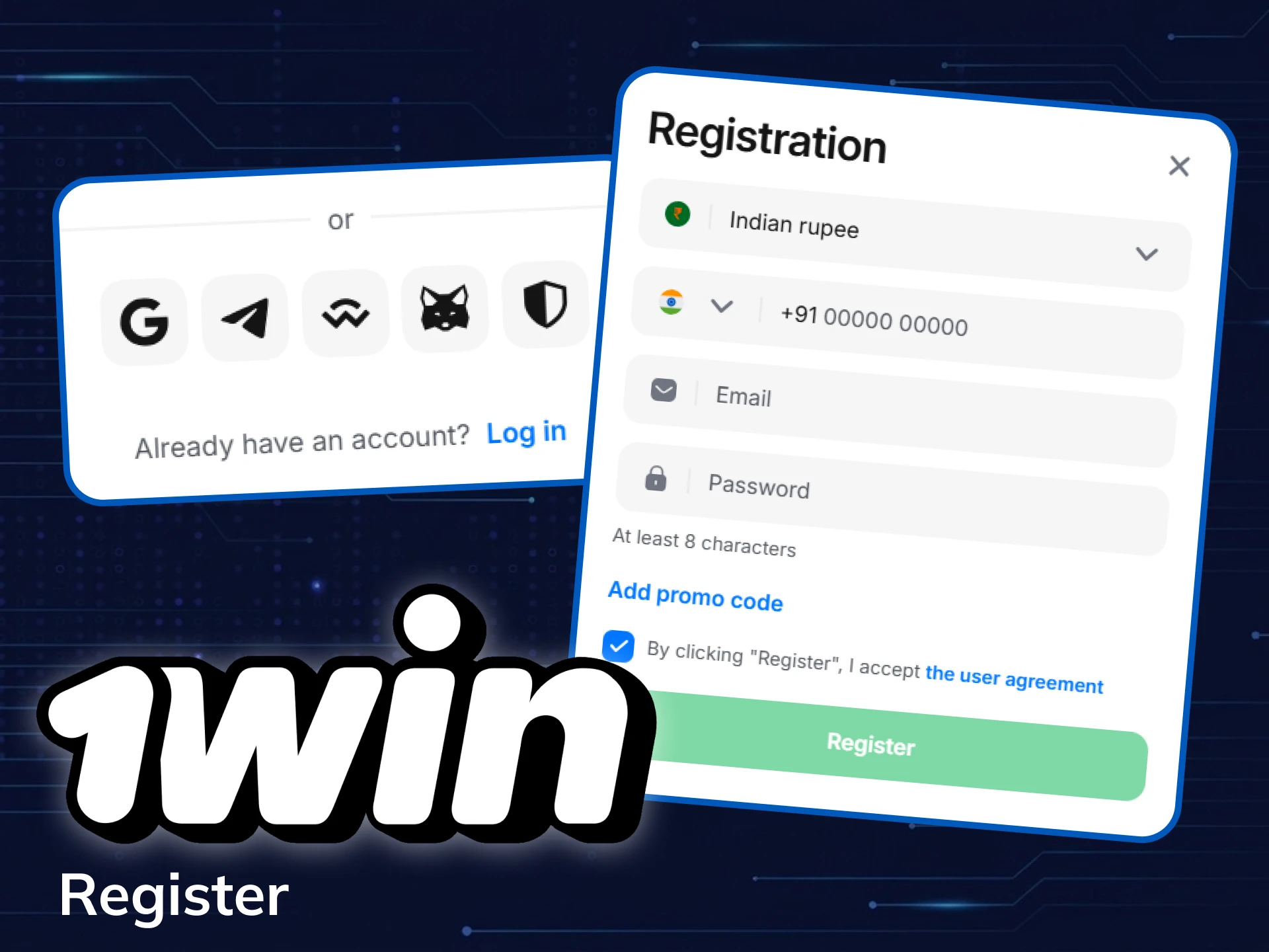Create an account at 1win India to start betting.
